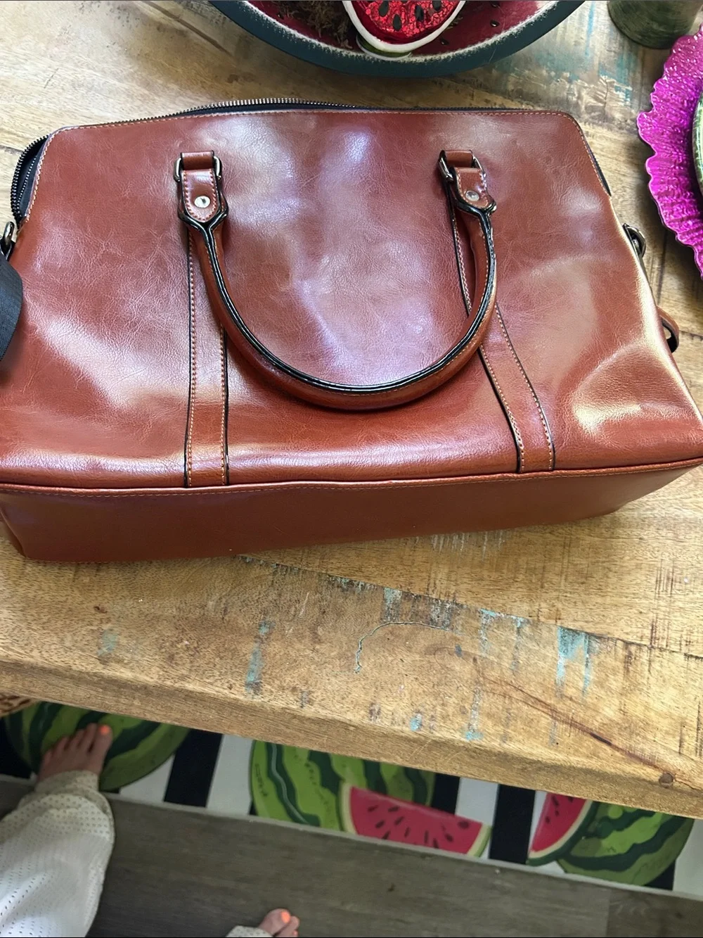 Large New Handbag or Briefcase Bag in BrownLeather. Never Used-